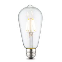 Edison Vintage E27 LED filament lichtbron Drop | ST64 Deco | Retro LED lamp | 6.4/6.4/14cm | Helder | geschikt voor E27 fitting | Dimbaar | 6W 700lm 3000K | warm wit licht - thumbnail