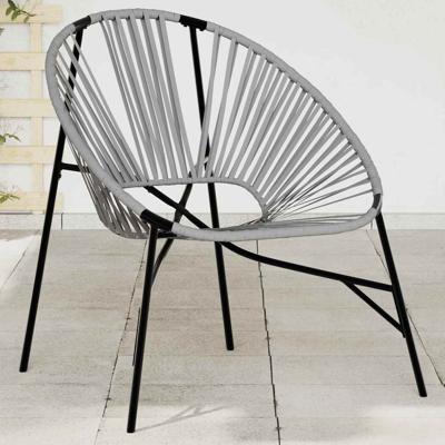 Tuinstoel Egg poly rattan zwart en lichtgrijs
