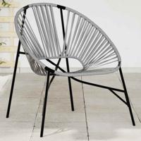 Tuinstoel Egg poly rattan zwart en lichtgrijs