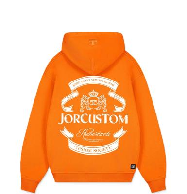 Jorcustom Ribbon Zipped Hoodie Heren Oranje/Wit - Maat M - Kleur: WitOranje | Soccerfanshop