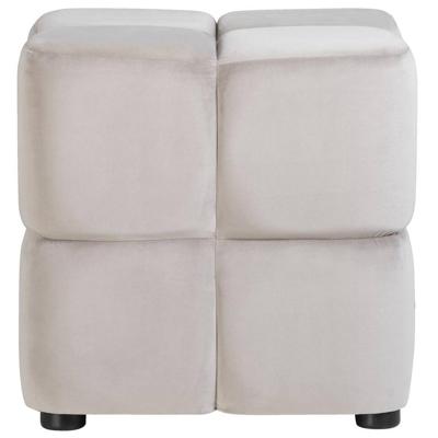 Leen Bakker - Poef Blokkie - 43x43x43 Cm - Velvet - Taupe