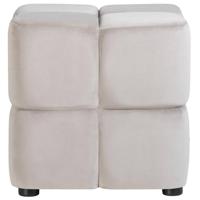 Leen Bakker - Poef Blokkie - 43x43x43 Cm - Velvet - Taupe