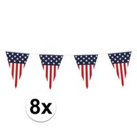 8x Amerikaanse vlaggenlijn 6 meter   -