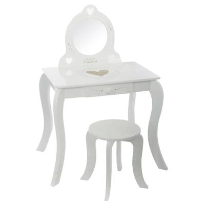 Atmosphera Kaptafel voor kinderen - hout - wit - 70 x 50 x 91 cm - met krukje