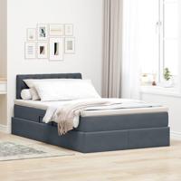 Opslag bed met matras Donkergrijs 120 x 190 cm Fluweel