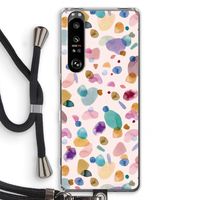 Terrazzo Memphis Pink: Sony Xperia 1 III Transparant Hoesje met koord