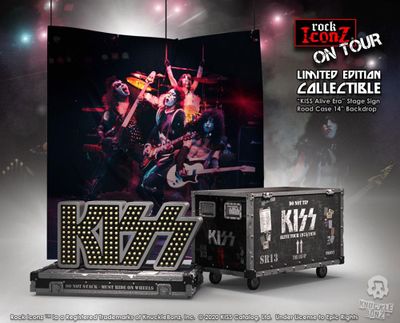 Kiss Rock Ikonz On Tour Road Case Statue + Stage Backdrop Set Alive! Tour Kiss Rock Ikonz On Tour Road Case Statue + Stage Backdrop Set Alive! Tour