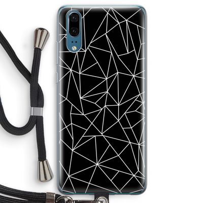 Geometrische lijnen wit: Huawei P20 Transparant Hoesje met koord