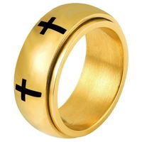 Edelstaal heren ring Spinning Cross Goudkleurig