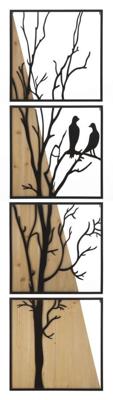 WANDPANEEL VOGEL IJZER HOUT SET 4 STUKS 50X2X200 (50X2X50)