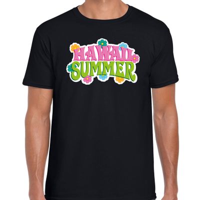 Hawaii summer t-shirt zwart voor heren Hawaii summer t-shirt zwart voor heren