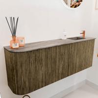 Toiletmeubel Mondiaz Joya Dlux | 111.6 cm | Meubelkleur Dusk | Faye wastafel Oza Wasbak Rechts | 1 kraangat