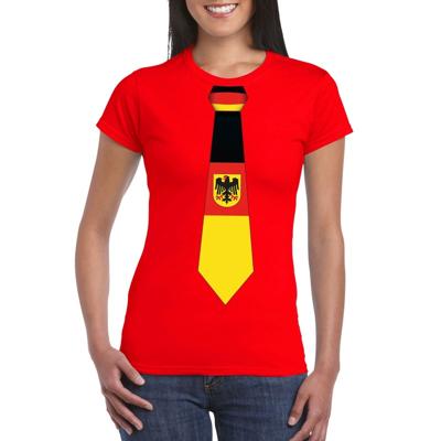 Duits thema shirt - Rood t-shirt - met Duitsland vlag stropdas - dames - supporters