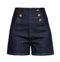 Queen Kerosin Marlene Denim Shorts Dark Blue -XXL