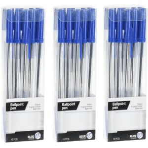 Balpennen set - 30x - schrijfmaterialen - kleur blauw