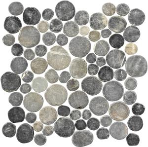 Stone Line Coins Mozaiek Tegel Round - Antracite Marmer Ongeglazuurd 300x300mm