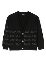 Balmain Kids cardigan à logo brodé - Noir