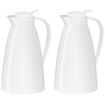 Thermoskan/isoleerkan - 2x - wit - 1 liter - Koffiekannen - theekannen - isoleerkannen