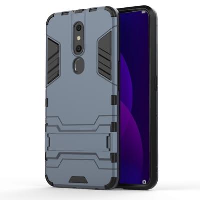 Schokbestendige PC + TPU Case voor OPPO F11 Pro met houder (marineblauw)