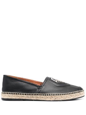 Philipp Plein espadrilles en cuir à plaque logo - Noir