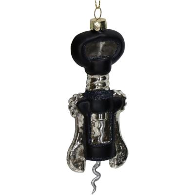 Ornament Kurkentrekker Glas Zwart 14cm - Hd collection