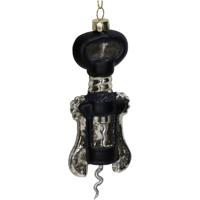 Ornament Kurkentrekker Glas Zwart 14cm - Hd collection