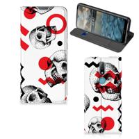 Mobiel BookCase Nokia 2.4 Skull Red