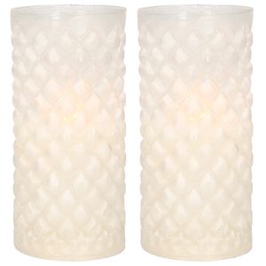 2x stuks luxe led kaarsen in glas D7,5 x H15 cm