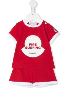 Moncler Enfant ensemble t-shirt-short imprimé - Rouge