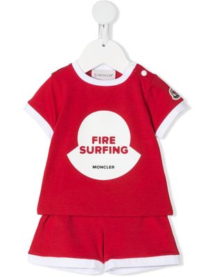 Moncler Enfant ensemble t-shirt-short imprimé - Rouge