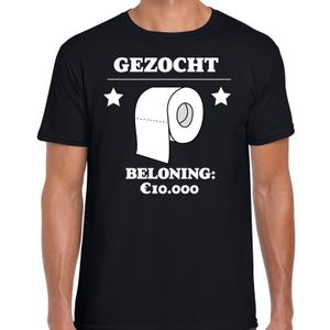 Gezocht wc papier beloning 10.000 euro tekst t-shirt zwart heren