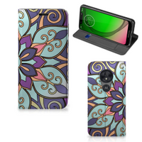 Motorola Moto G7 Play Smart Cover Purple Flower - thumbnail