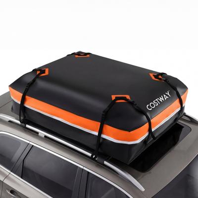 Autodakkoffers van 450 L/600 L Waterdichte Zachte Dakkoffers met Antislipmat Bagageslot Bevestigingsriemen-Oranje-L