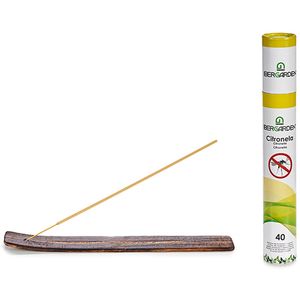 Ibergarden Citronella wierrook sticks - met houder/plankje - 40x sticks - 32 cm - geurkaarsen