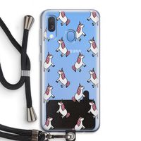 Eenhoorns overal: Samsung Galaxy A40 Transparant Hoesje met koord