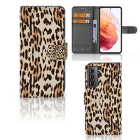 Samsung Galaxy S21 Telefoonhoesje met Pasjes Leopard