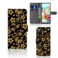 Samsung Galaxy A71 Hoesje Gouden Bloemen