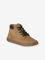 Boots voor jongens uit de kleutercollectie van leer met rits en elastische veters beige Boots voor jongens uit de kleutercollectie van leer met rits en elastische veters beige