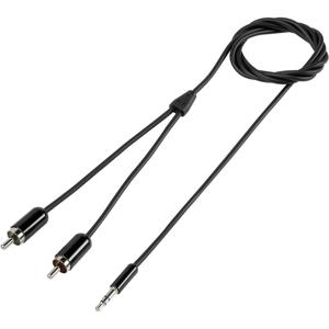 SpeaKa Professional SP-7870484 Cinch / Jackplug Audio Aansluitkabel [2x Cinch-stekker - 1x Jackplug male 3,5 mm] 1.50 m Zwart SuperSoft-mantel