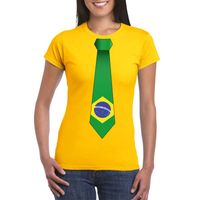 Shirt met Brazilie stropdas geel dames 2XL  -