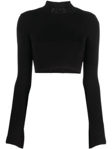 Patrizia Pepe logo-embroidered cropped jumper - Noir