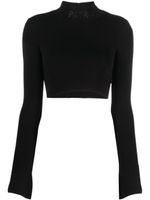 Patrizia Pepe logo-embroidered cropped jumper - Noir - thumbnail