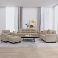 4-delige Loungeset met kussens microvezelstof taupe
