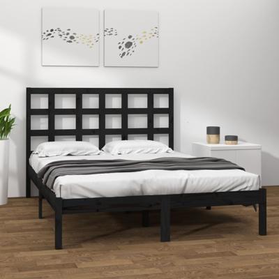 Bedframe massief hout zwart 200x200 cm