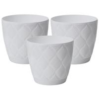 Form Plastic Plantenpot/bloempot New Age - 3x - kunststof - ivoor wit - D19 x H17 cm - met schotel