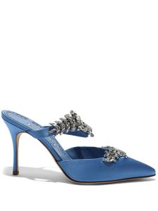 Manolo Blahnik escarpins Lurum 90 mm ornés de cristaux - Bleu