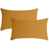 Stof Textile sierkussen Nelson - 2x - okergeel - 30 x 50 cm - bank kussens - polyester