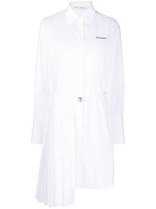 Off-White robe-chemise plissée à design asymétrique - Blanc