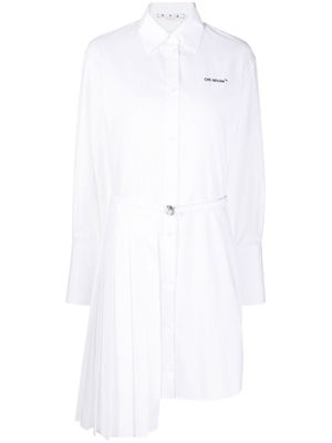 Off-White robe-chemise plissée à design asymétrique - Blanc