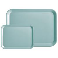 Dienblad - set 2x - aqua blauw - kunststof - 24 x 18 cm en 44 x 32 cm